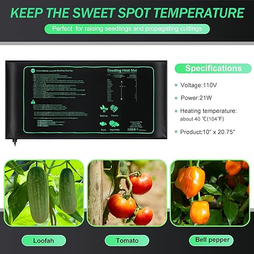 Miniatura 4 de Paquete de 10 alfombrillas térmicas duraderas de 10 x 20.75 pulgadas, almohadilla térmica impermeable para plantas hidropónicas cálidas, almohadilla