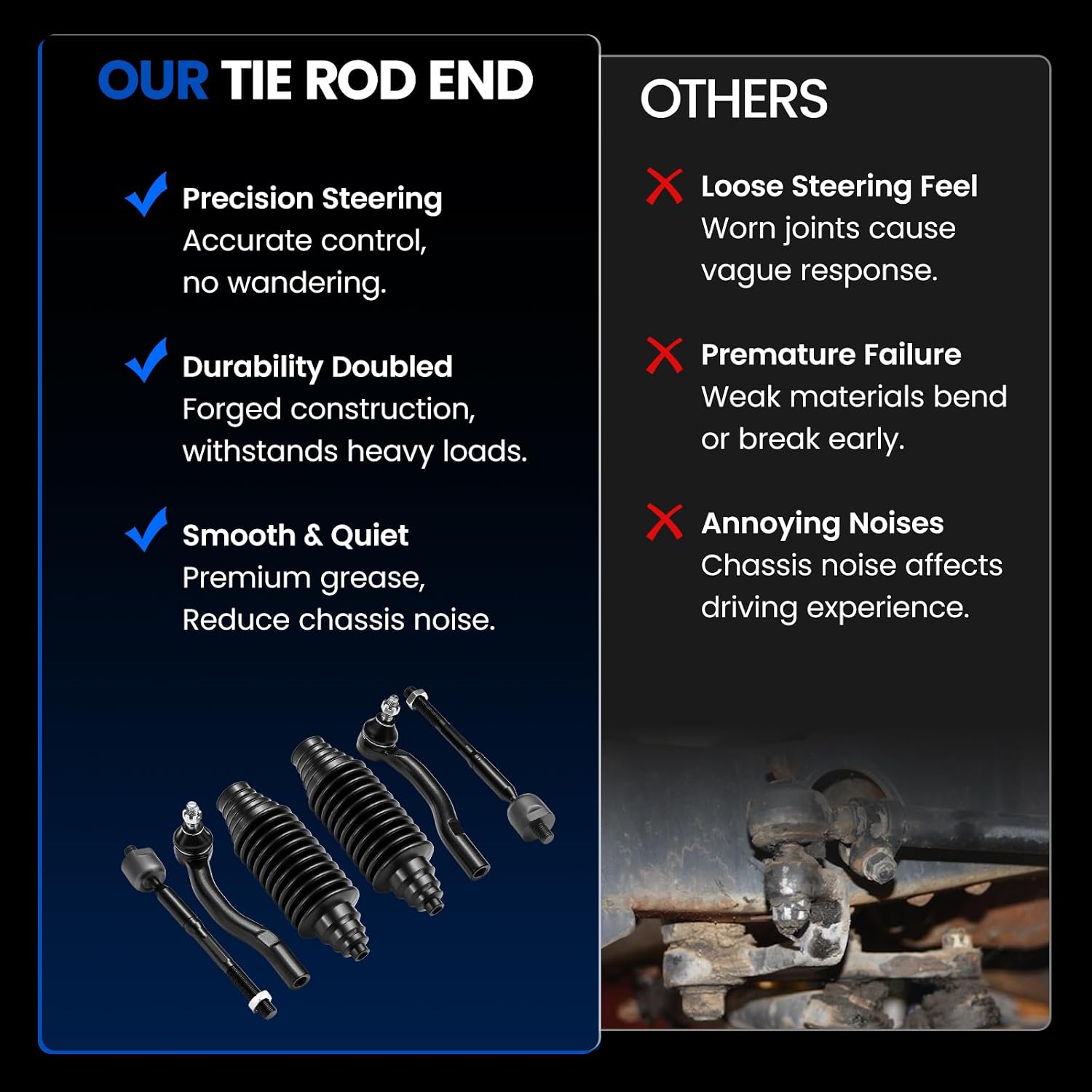 6-PC Tie Rod Ends Kits Compatible with Lexus GS300 1998-2005,1xOuter ES80584 ES80585,2xInne EV80600,2xdust cover