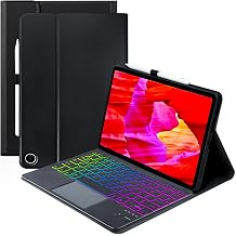MePadKey Touchpad Keyboard Case for Amazon fire Max 11 11.0-inch 202313th Generation,Rainbow Backlight Rechargeable Detachable Keyboard with Pen Holder for Tablet Cover Black+Black