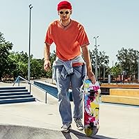 Vista 4 de WhiteFang Patinetas para principiantes, patineta completa de 31 x 7.88 pulgadas, 7 capas de arce canadiense con doble kick cóncavo estándar