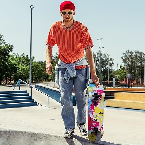 Miniatura 4 de WhiteFang Patinetas para principiantes patineta completa de 31 x 788 pulgadas 7 capas de arce canadiense doble patada cóncavo estándar y trucos para