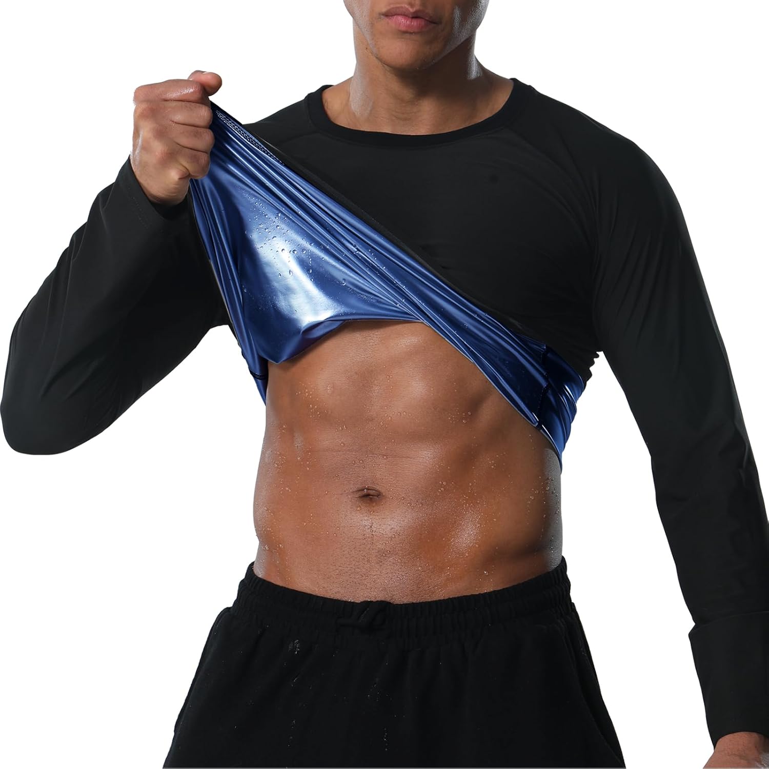 Sauna Shirt for Men Weight Loss Sweat Suit Mens Compressions Shirts Body Shaper Suits for Workout Sports Gym