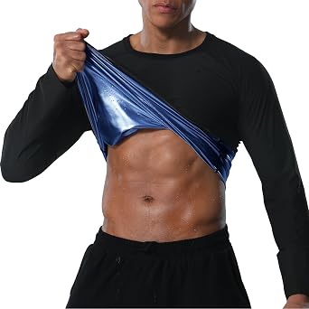 Sauna Shirt for Men Weight Loss Sweat Suit Mens Compressions Shirts Body Shaper Suits for Workout Sports Gym