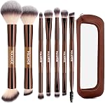 MAANGE Makeup Brushes Set, 13 PCS Premium Double-Ended Makeup Brush Foundation Contour Blush Blending Concealer Eyeshadow Brush Set Professional Make Up Brush Set (Coffee)