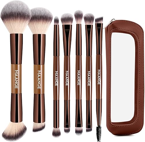 HEYMKGO Makeup Brushes 15PCS Champagne Gold — bottom and base construction detail