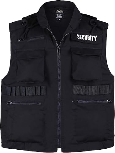 Miniatura 3 de BACKBONE Chaleco de seguridad unisex para hombre y mujer uniforme con bordado de SEGURIDAD - Negro
