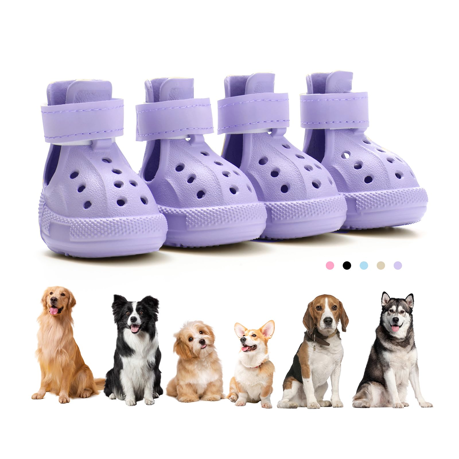 Tuqila Dog Boots for Hot Pavement & Snow, Waterproof Non-Slip Dog Shoes with Reflective Straps, Adjustable Pet Booties for Small to Large Dogs,