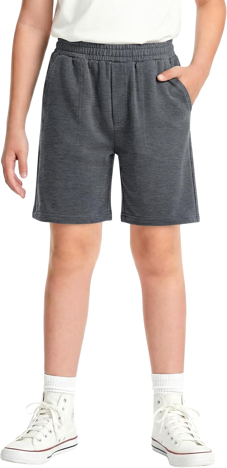 ROVENTIS Boys Cotton Athletic Shorts 95% Cotton Elastic Waist Pockets 5-14 Years