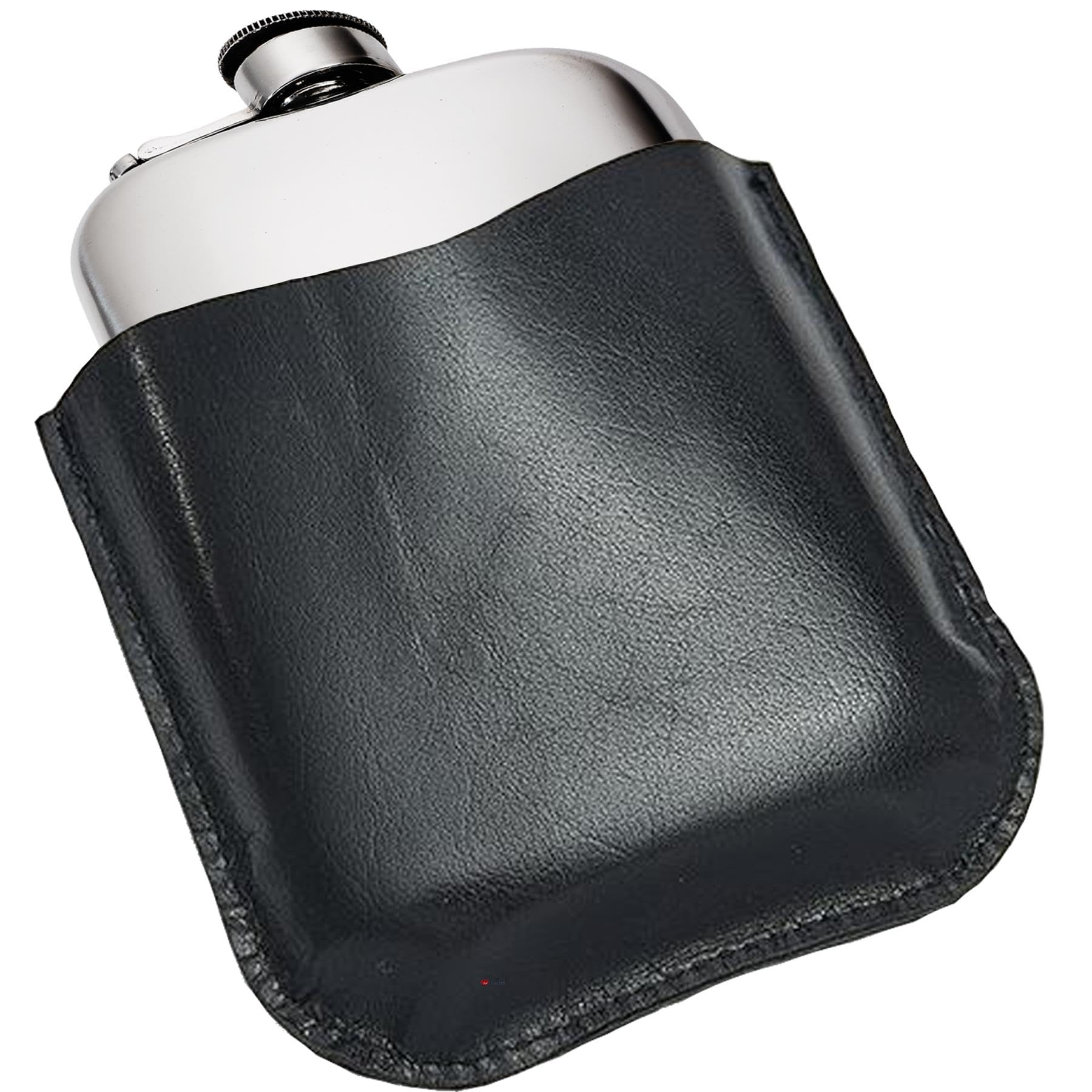 Flasque étain 6 oz étanche en cuir noir I LUV LTD anti fuite pour spiritueux