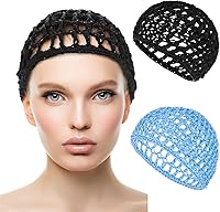 Vista 10 de Gorros de Peluca para Cabello Grueso y Largo, Gorros Ajustables de Red Malla Trenzada para Tejer, Hacer Crochet, Coser, Tejido de Red de Pescar