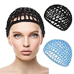 Hair Net Wrap Nets For Women 2 PCS Sleeping Sleep Cap Drying Curly Hair Crochet Press Hairnets Snood Wraps Cover Hairnet Workers Cap Mesh Head Caps Wrapping Long Curly Hair Overnight(blue/black)