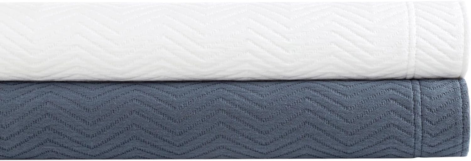 Pine Cone Hill Winnie Ink Matelasse Sham, Standard Size, Navy Chevron Pattern