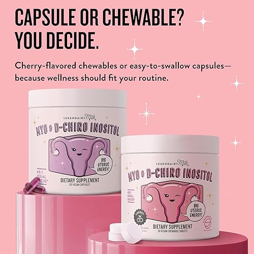 Miniatura 6 de Legendairy Milk Pure Inositol - Comprimidos masticables de mio-inositol y D-Chiro para equilibrio hormonal y apoyo de la fertilidad, proporción