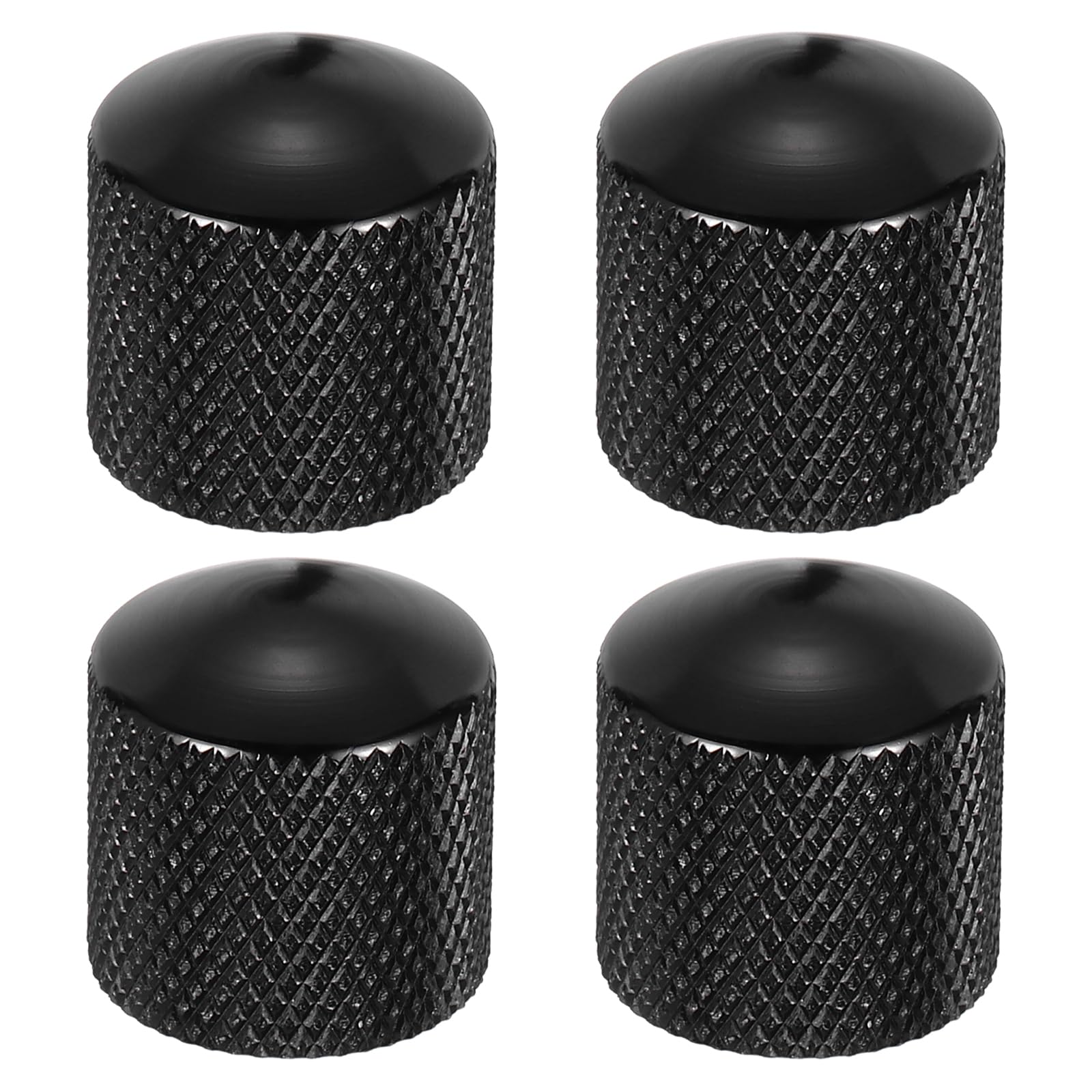 MECCANIXITY 4Pcs Aluminum Guitar Knobs Shaft Volume/Tone Black Control Knobs CNC Machined Knurled Design for Electric Guitar Bass Audio Tuning Replacement
