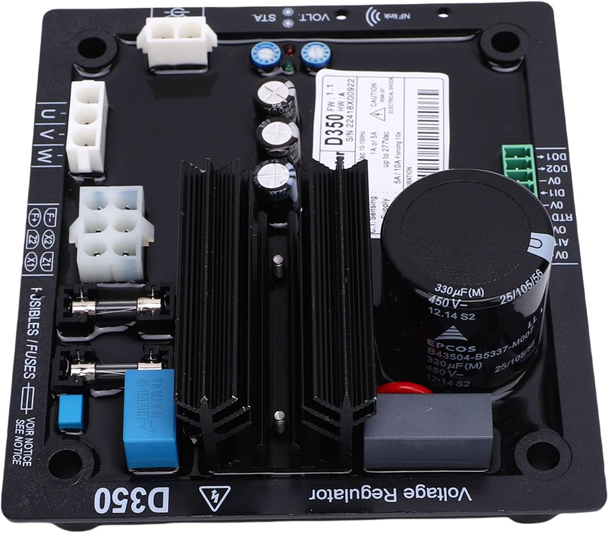 Jiawu Automatic Voltage Regulator, Digital Rapid Voltage Stabilization and Multiple Protection Features Regulator Stabilizer, D350 AVR with Compact Design for Brushless