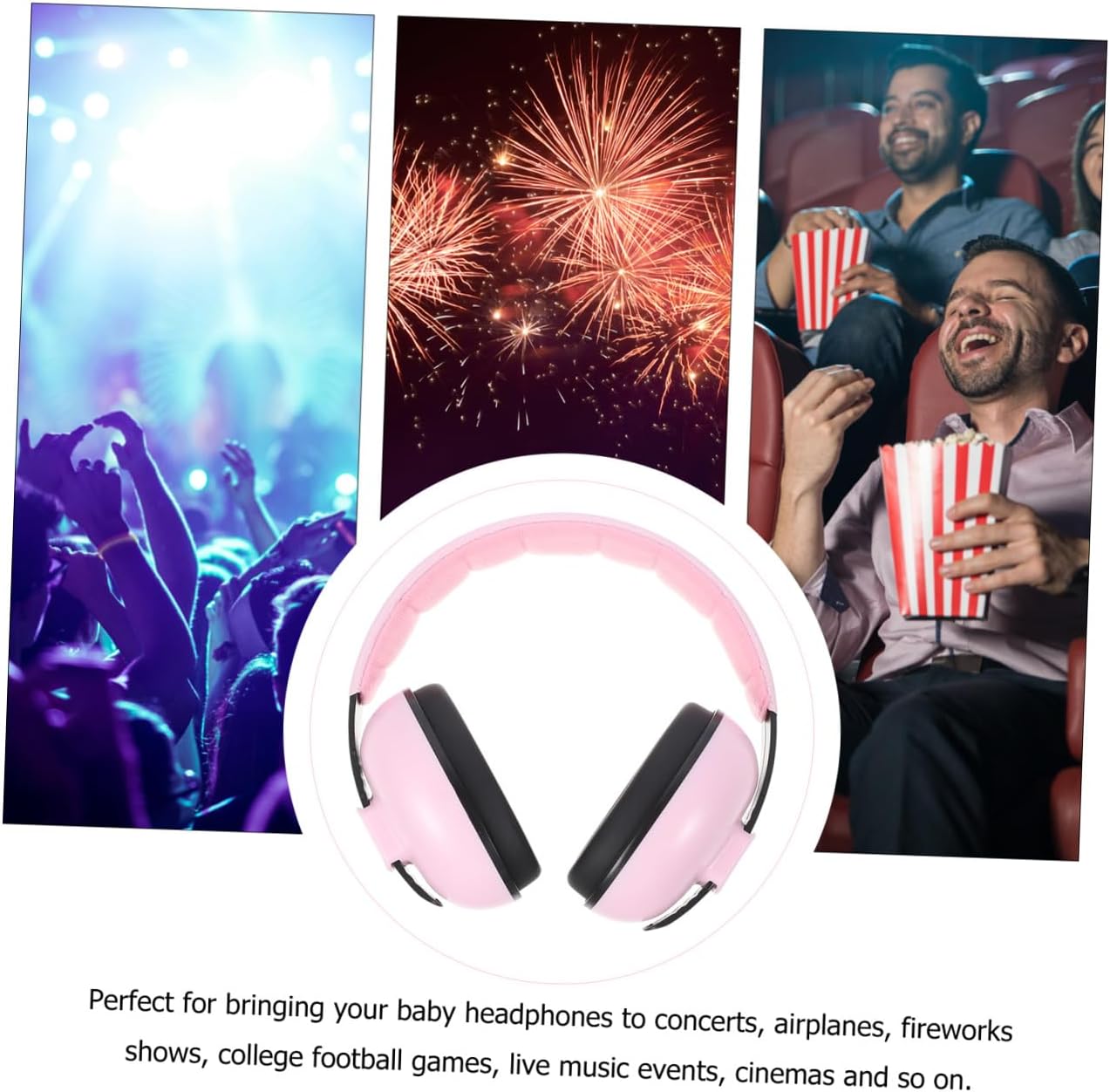 Noise Reduction Earmuffs Hearing Protector Pink Adjustable Headband Soft Padding for Sleeping and Babies