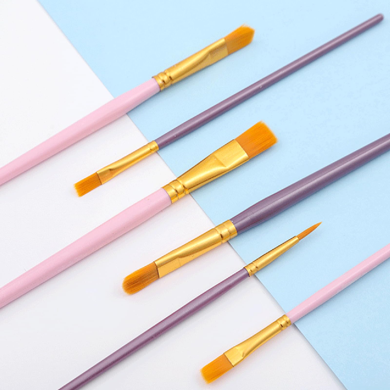 Set 10 Pennelli Nylon Per Artisti – Teste Oblique E Manici Verdi – Per Acrilico, Olio E Acquarello