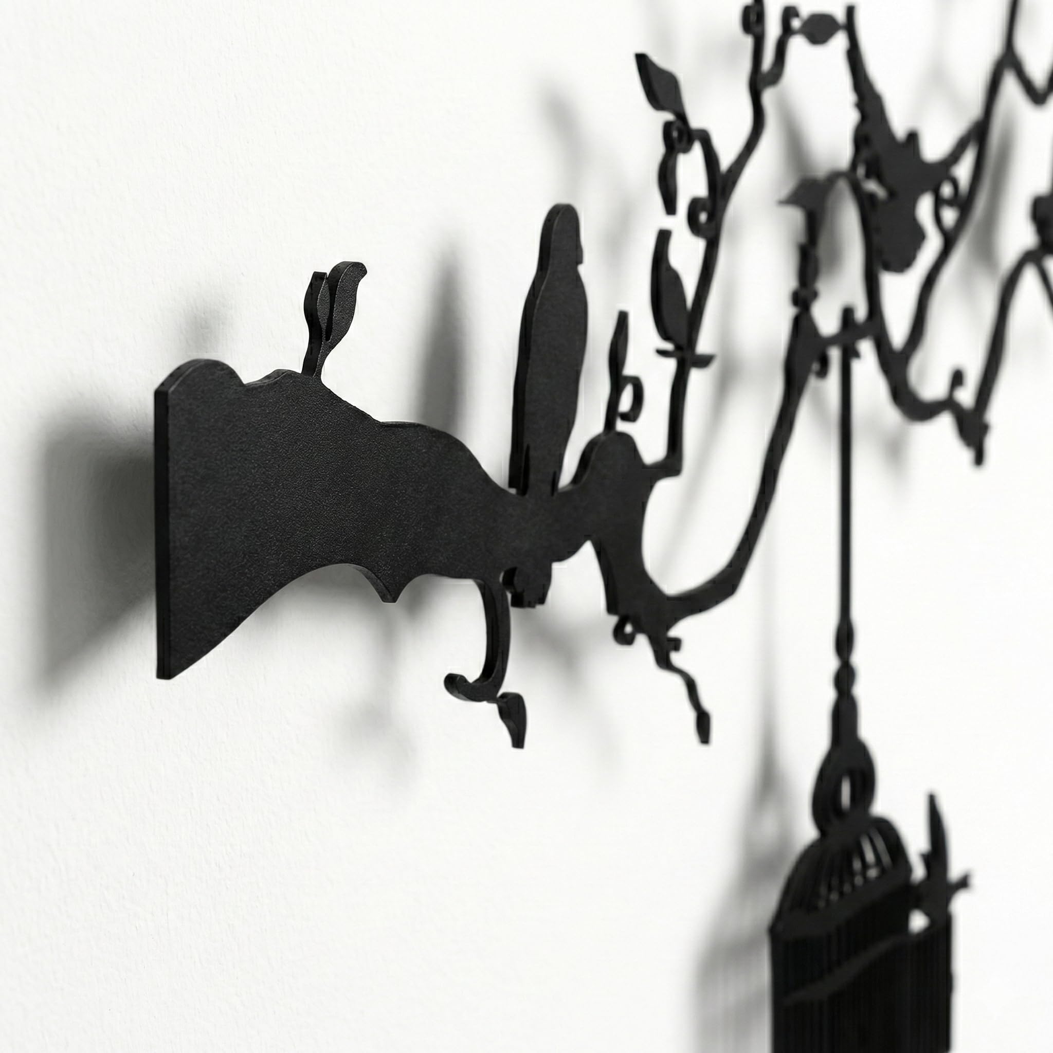 DEKADRON Décoration murale en métal, Oiseaux en liberté, Décoration murale en cage métallique et oiseaux, Décoration murale en métal, Oiseaux sur une branche, Art des oiseaux (75x46 cm / 30" L x 18" H