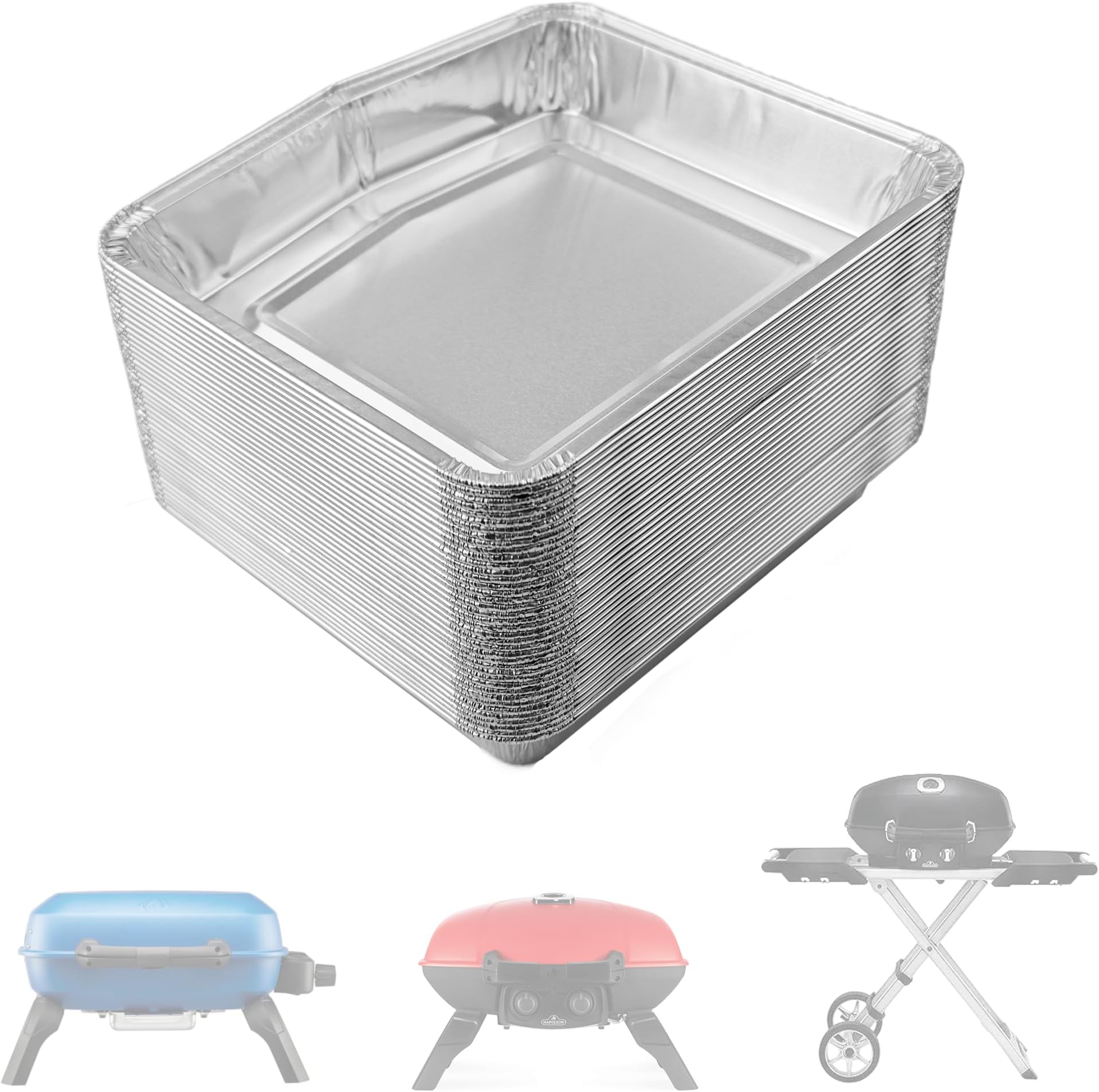 30 Pack Disposable Aluminum Grease Trays Compatible with Napoleon TravelQ Series,Replacement Part Napoleon 62006 for TravelQ 240/285/285X Portable Propane Gas Grill,Silver