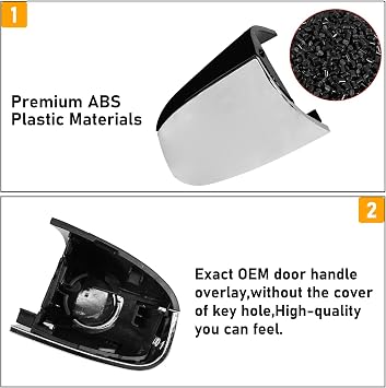 for Mercedes-Benz W205 Front Door Handle Cap W/O Keyhole 2015-2021 | 1PC Mercedes-Benz C-Class W205/S205 Front Left Driver Side Exterior Door Handle Cap Replacement for 0997661700-2,Black