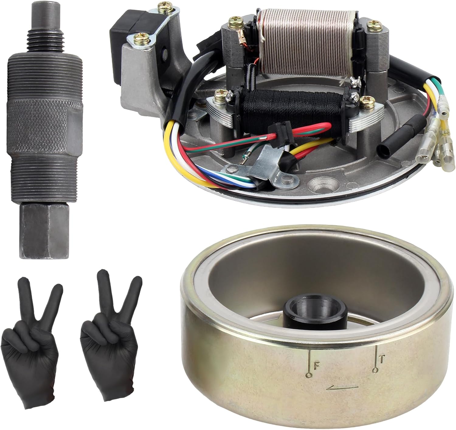 2 Coil Ignition Magneto Stator Flywheel Puller Compatible with 50cc 70cc 90cc 110cc 125cc Dirt Bike ATV Quad Pro Buggy Moped