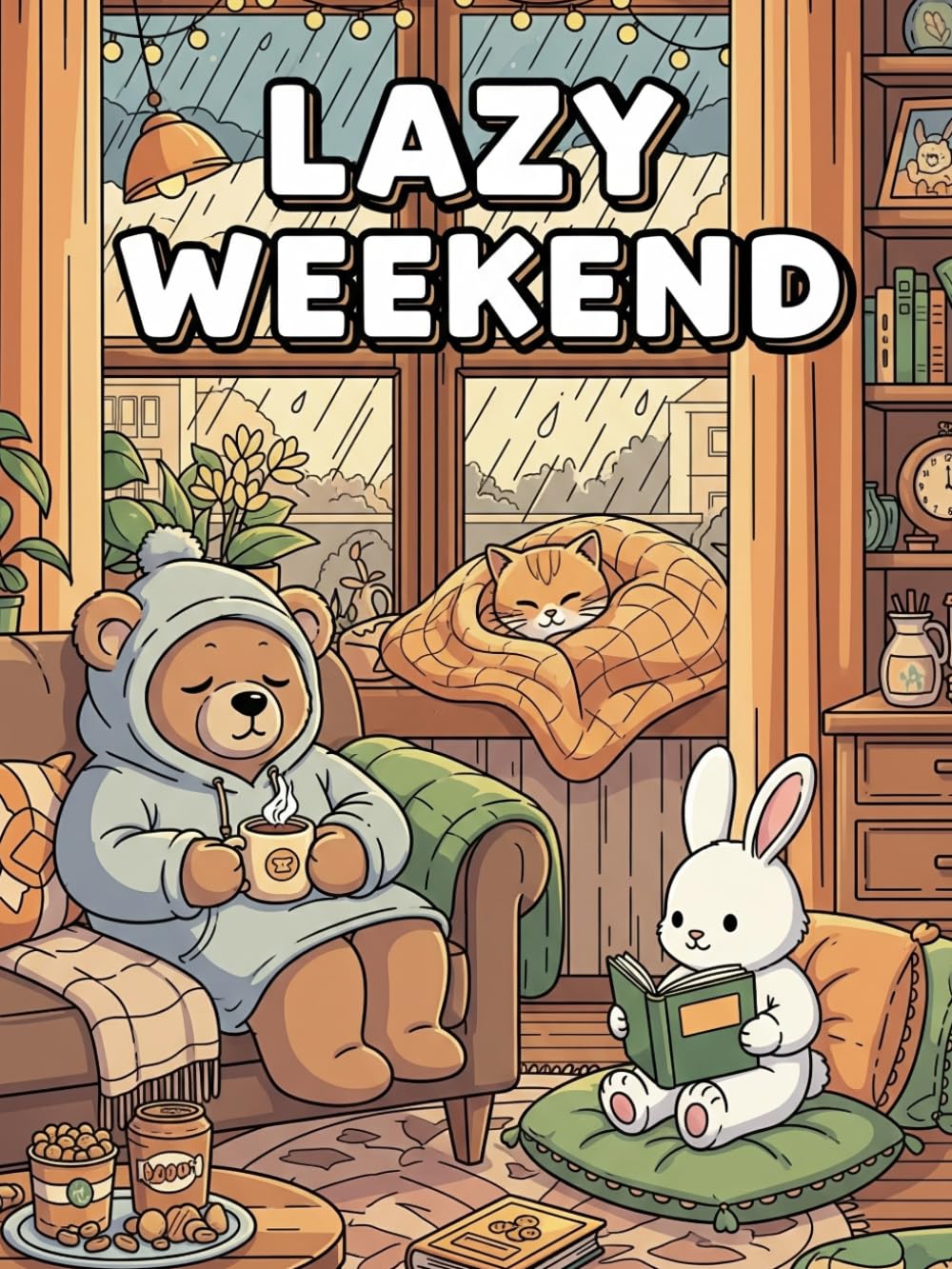 Lazy Weekend: A Bold & Easy Coloring Book with Cozy Animals, Relaxing Weekend Moments, and Cute Stress-Relief Scenes