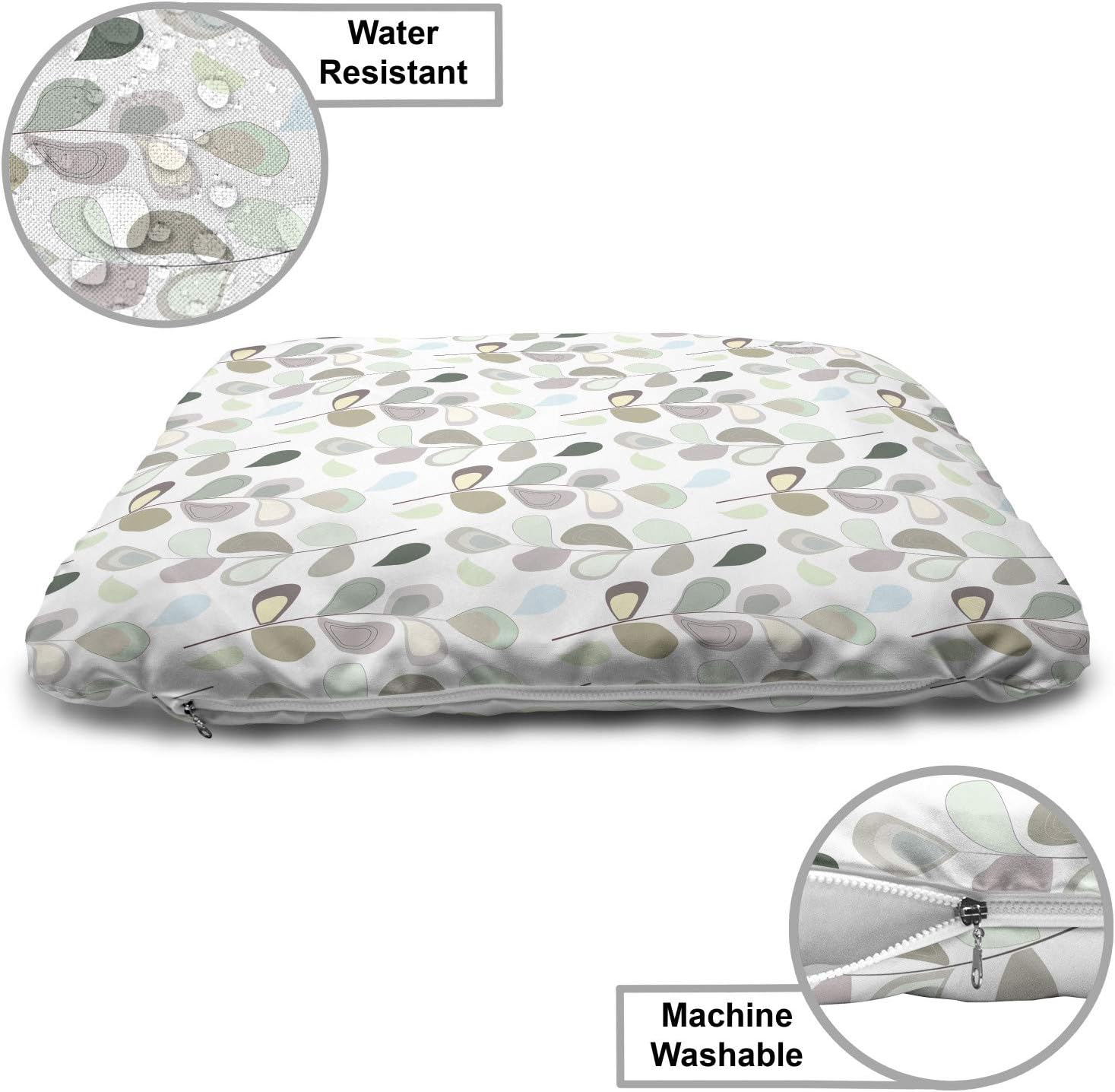 review Lunarable Abstract Pet Bed, Illustration of Pastel Tone Flower Leaves Drawn by Hand, Chew Resistant Pad for Dogs and Cats Cushion with Removable Cover, 24