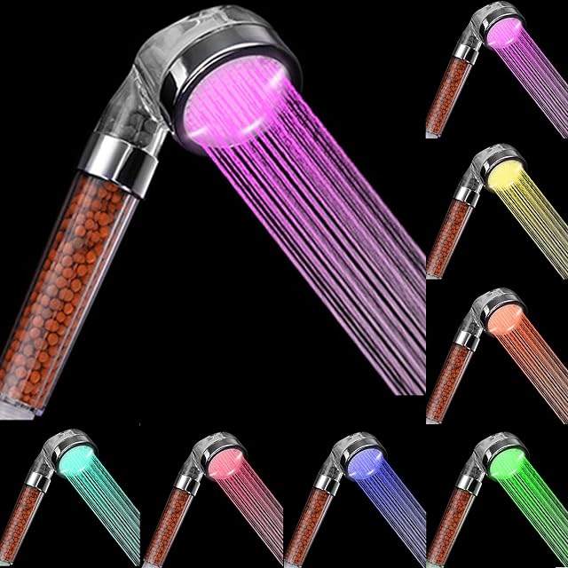 Rovtop High Pressure Water Saving 7 Colors Changing Light Handheld High Pressure Spa Shower Head