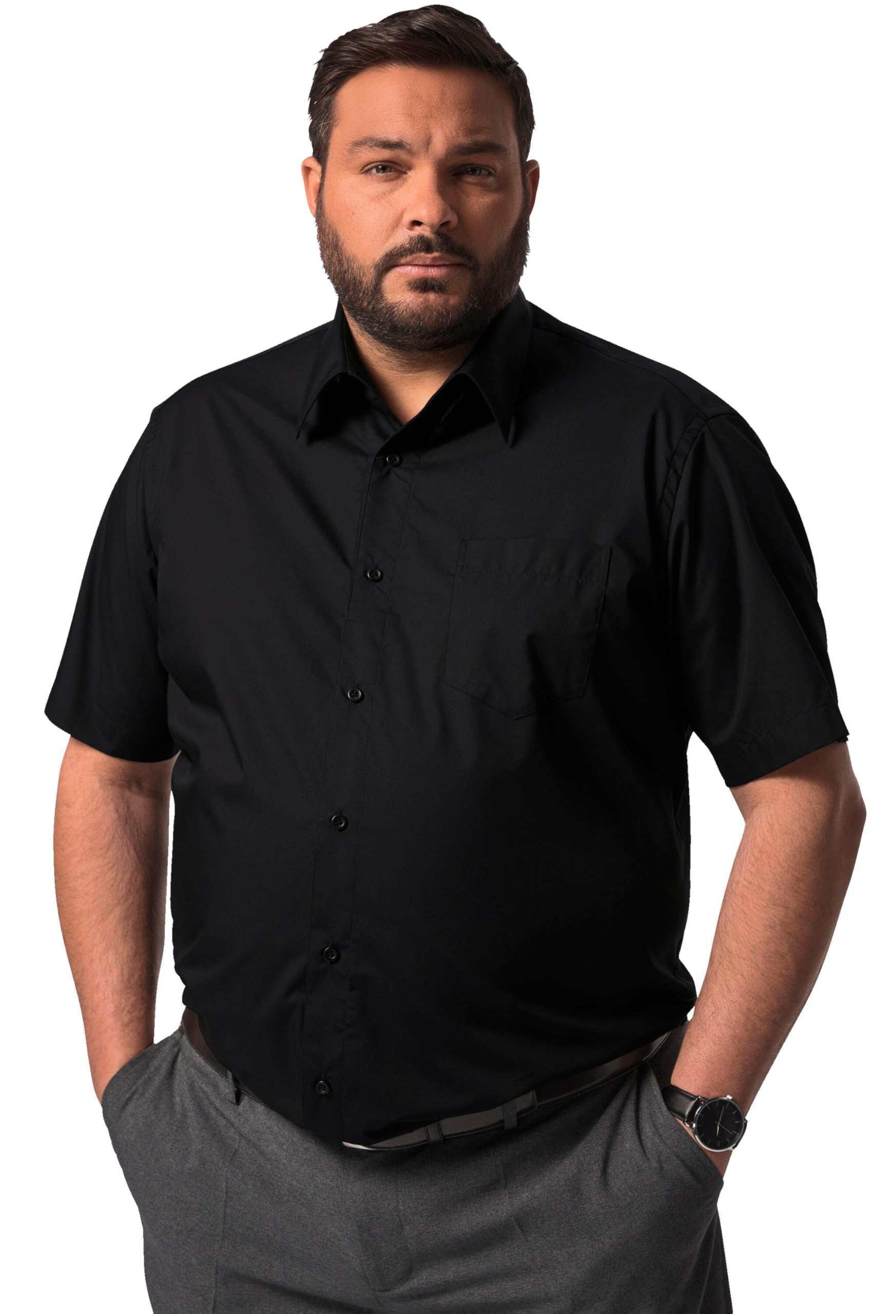 Men Plus Herren große Größen Übergrößen Menswear L-8XL Men+ Businesshemd, Halbarm, Easycare, Vario-Kragen, Comfort Fit, bis 8 XL 830758