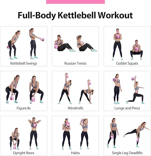 Miniatura 5 de TopMade Juego de pesas rusas ajustables de hierro fundido para ejercicio, fitness, hervidor de agua, agarre de bola de 5, 8, 9, 12 libras, peso