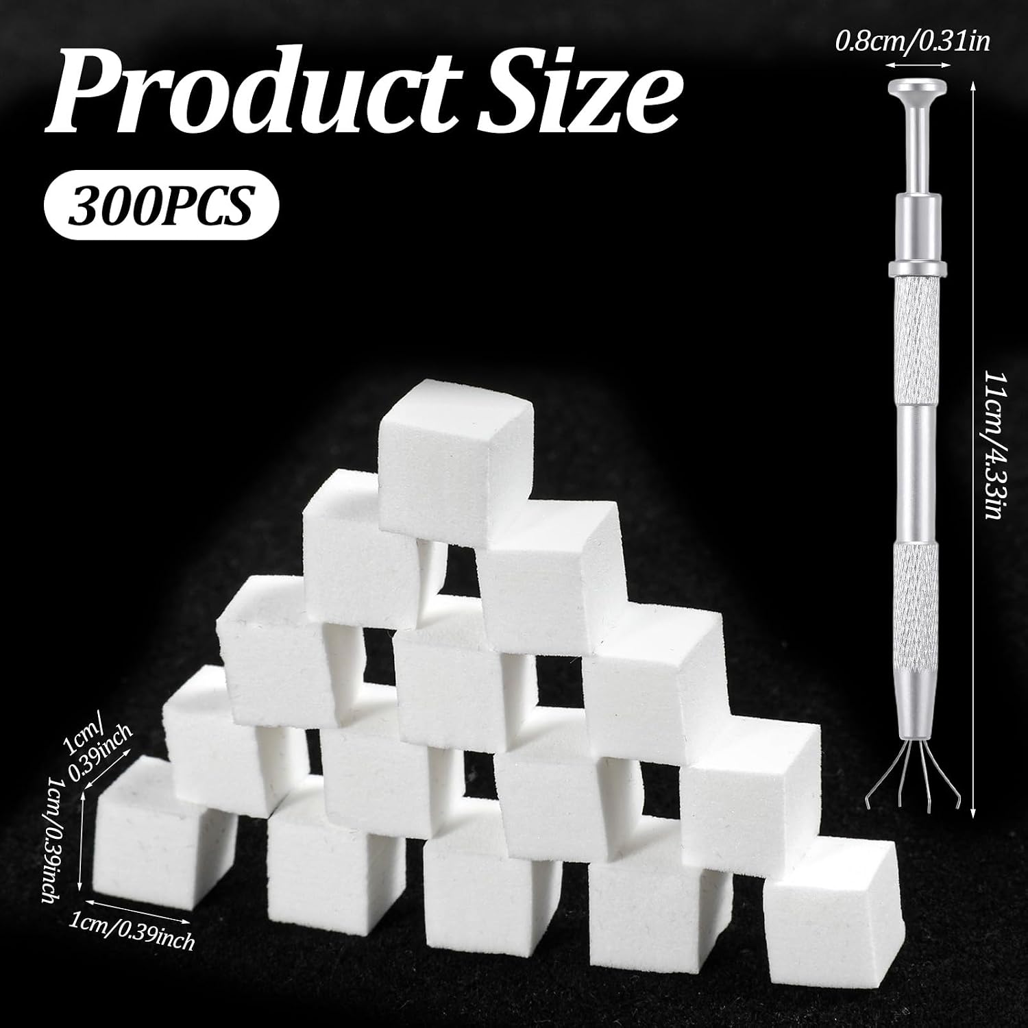 300 PCS Nail Sponges, Mini Nail Sponges for Ombre, Square Foam Nails Art Sponge Gradient Design Applicators with 1 PCS Grabber Pen, Professional Manicure Tools and DIY Accessories