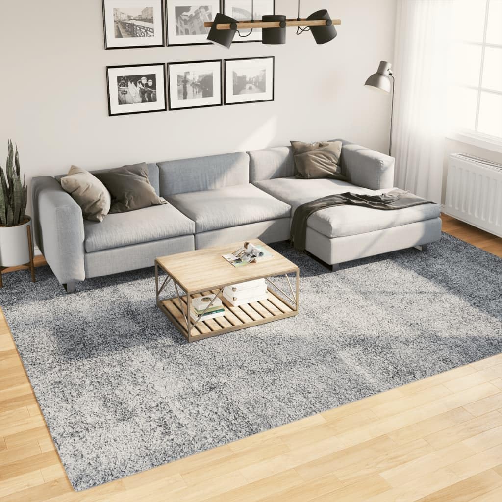 Tapis shaggy bleu Pamplona en polypropylène doux, tapis grand format facile à nettoyer