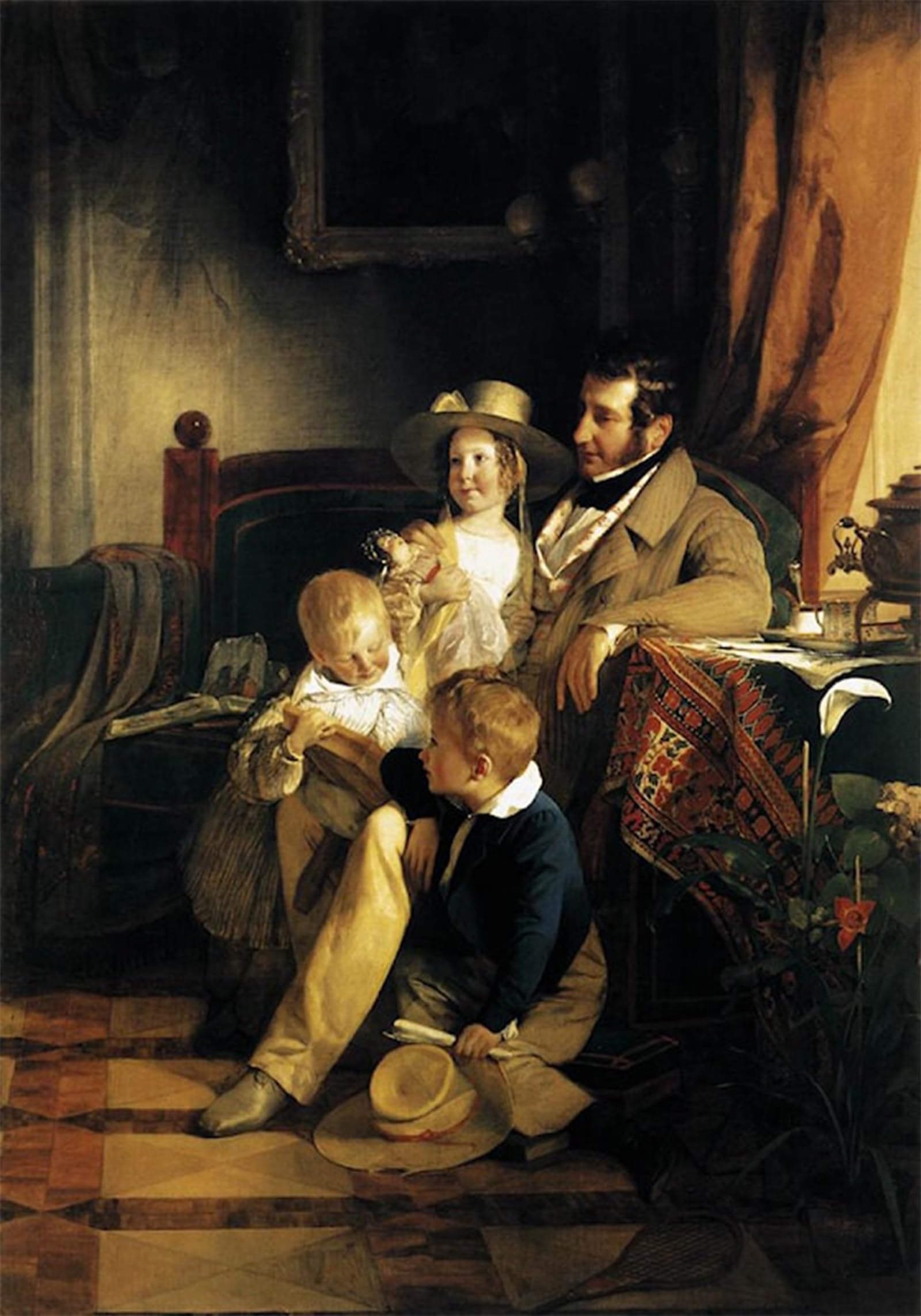 POSTERIIk Vintage Print Pop Art Landscape Artwork Rudolf Von Arthaber with His Children by Friedrich Von Amerling Art Prints for Office Home Decor 60x90cm