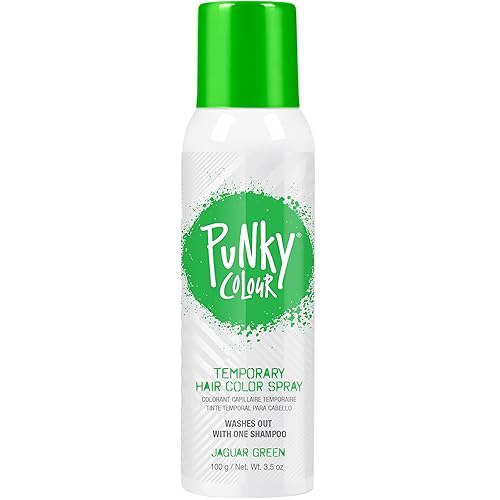 Miniatura 1 de Punky- Spray de color temporal para el cabello, verde jaguar, no pegajoso, tinte que no maltrata el cabello, colorante para el cabello vívido al
