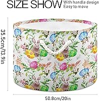 Vista 2 de senya Cesta de almacenamiento de Pascua, huevos de conejo de Pascua en flores de hierba para juguetes, ropa, caja de almacenamiento de ropa, cesta