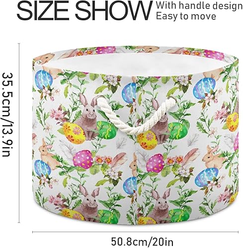 Miniatura 2 de senya Cesta de almacenamiento de Pascua, huevos de conejo de Pascua en flores de hierba para juguetes, ropa, caja de almacenamiento de ropa, cesta