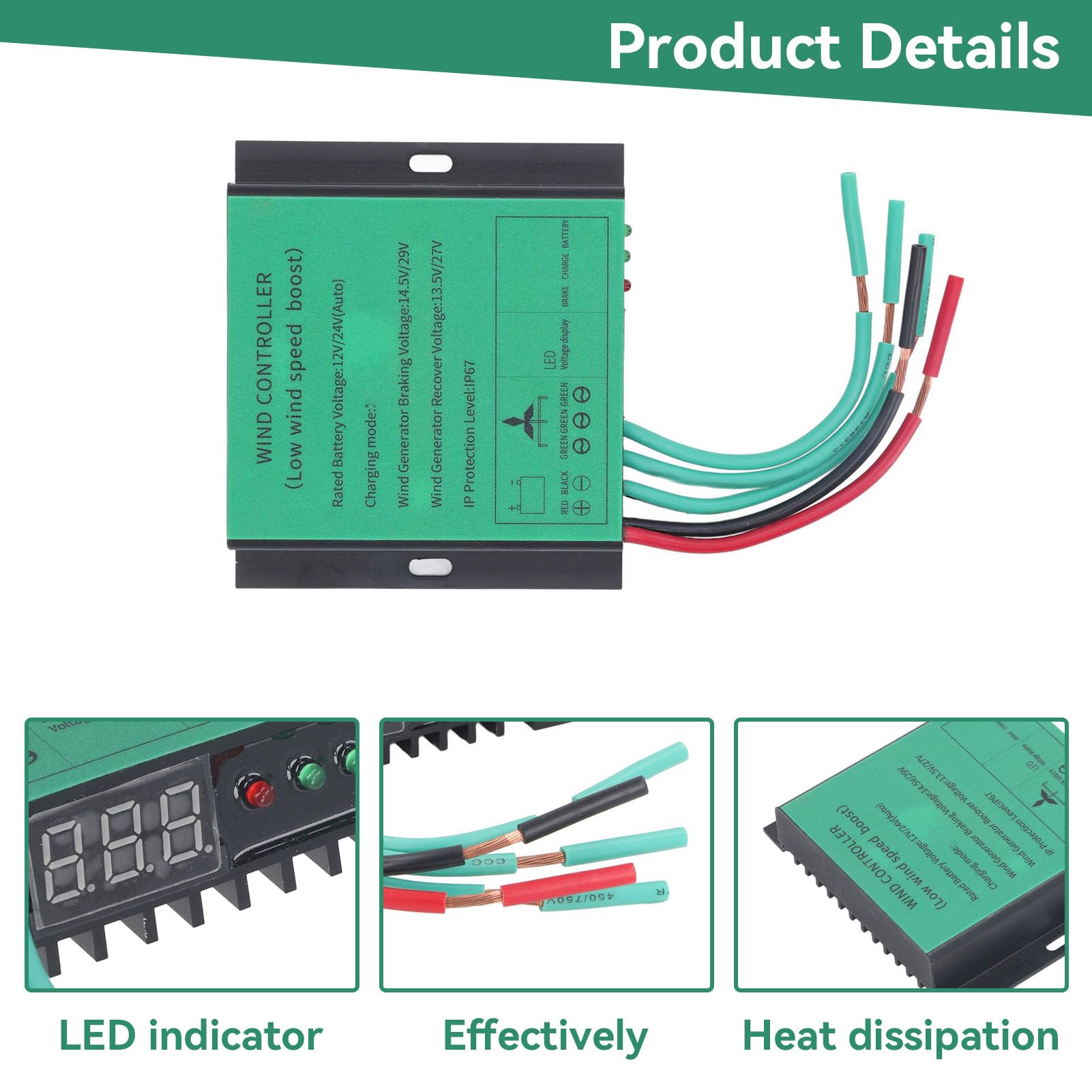 Controlador de carga MPPT para turbinas eólicas, 100W-600W 12V/24V ajuste automático resistente al agua IP67 ajuste automático generador universal de bajo voltaje para generación de energía