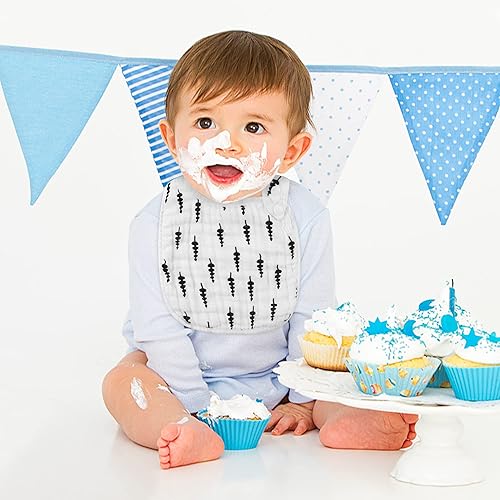Miniatura 5 de Zainpe 6 baberos de algodón de muselina a presión para bebés, baberos con 6 capas suaves y absorbentes, lavables a máquina, paños para eructos para