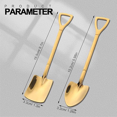 Miniatura 2 de Cuchara de acero inoxidable con forma de pala de 8 piezas con exquisita caja, cuchara para pastel de té, café, azúcar, cuchara de helado de postre,