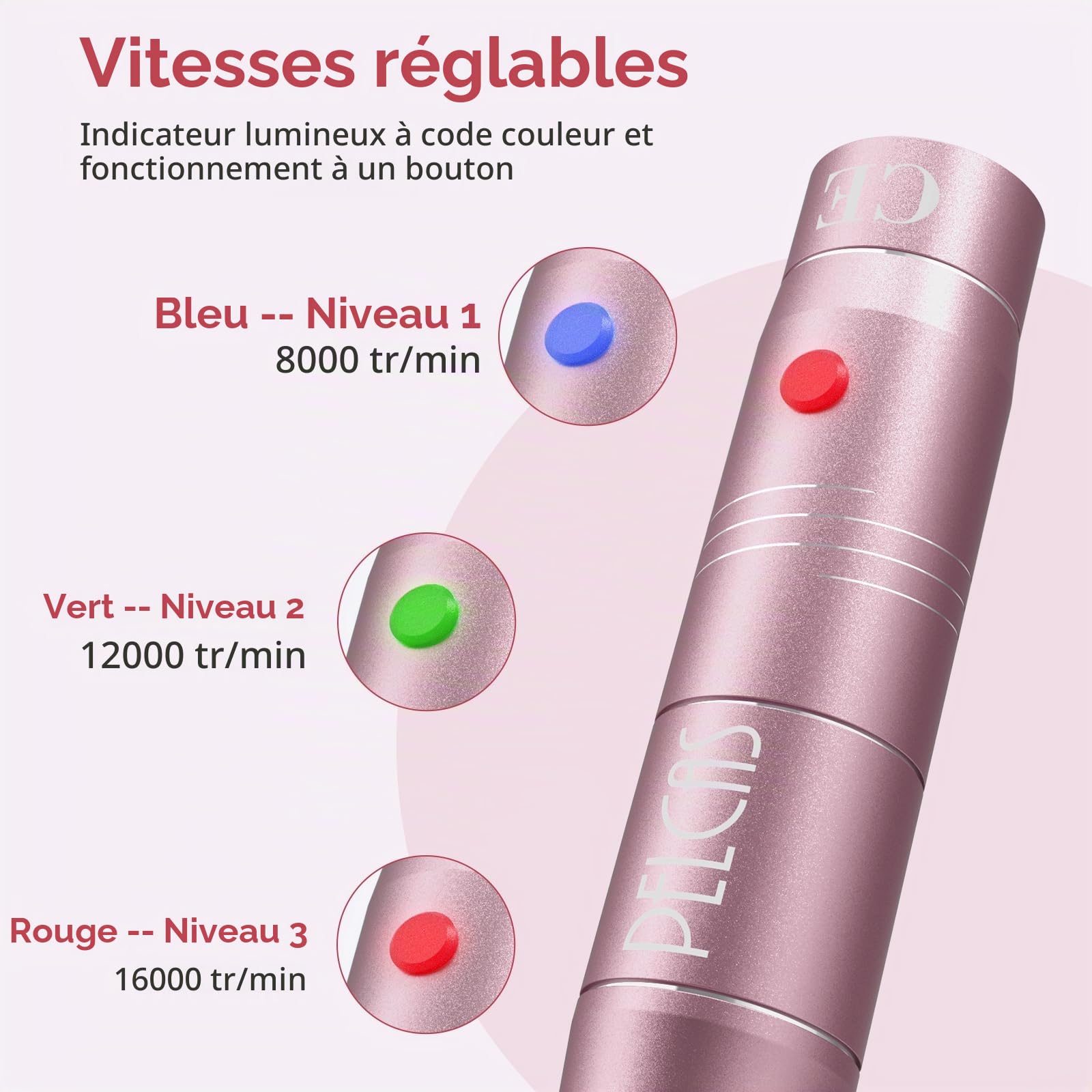 PELCAS Microneedling pour Visage, Stylo Beauté Microneedling avec 12 Cartouches & 3 Vitesses - Soin Visage/Cou/Contour des Yeux, Peau Éclatante