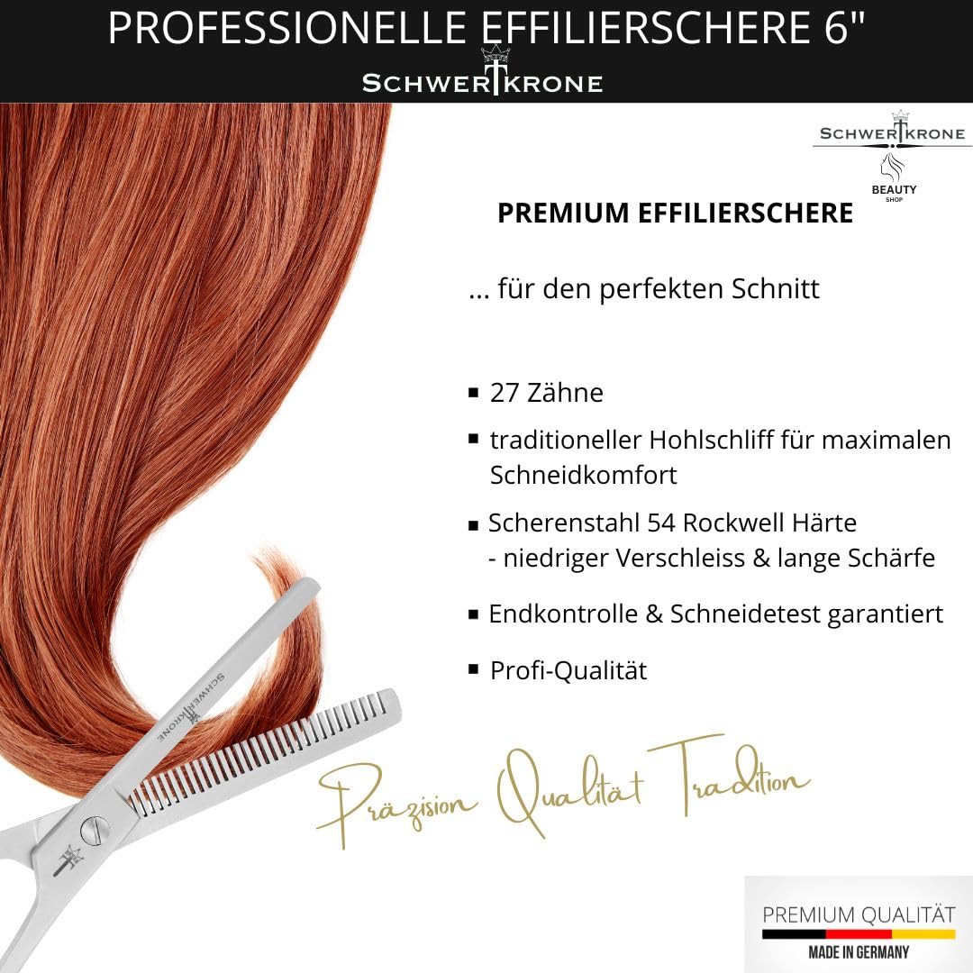 SCHWERTKRONE® Forbici da Modellazione in Acciaio Inox [Made in Germany] - Forbici Professionali per Parrucchiere e Taglio Capelli