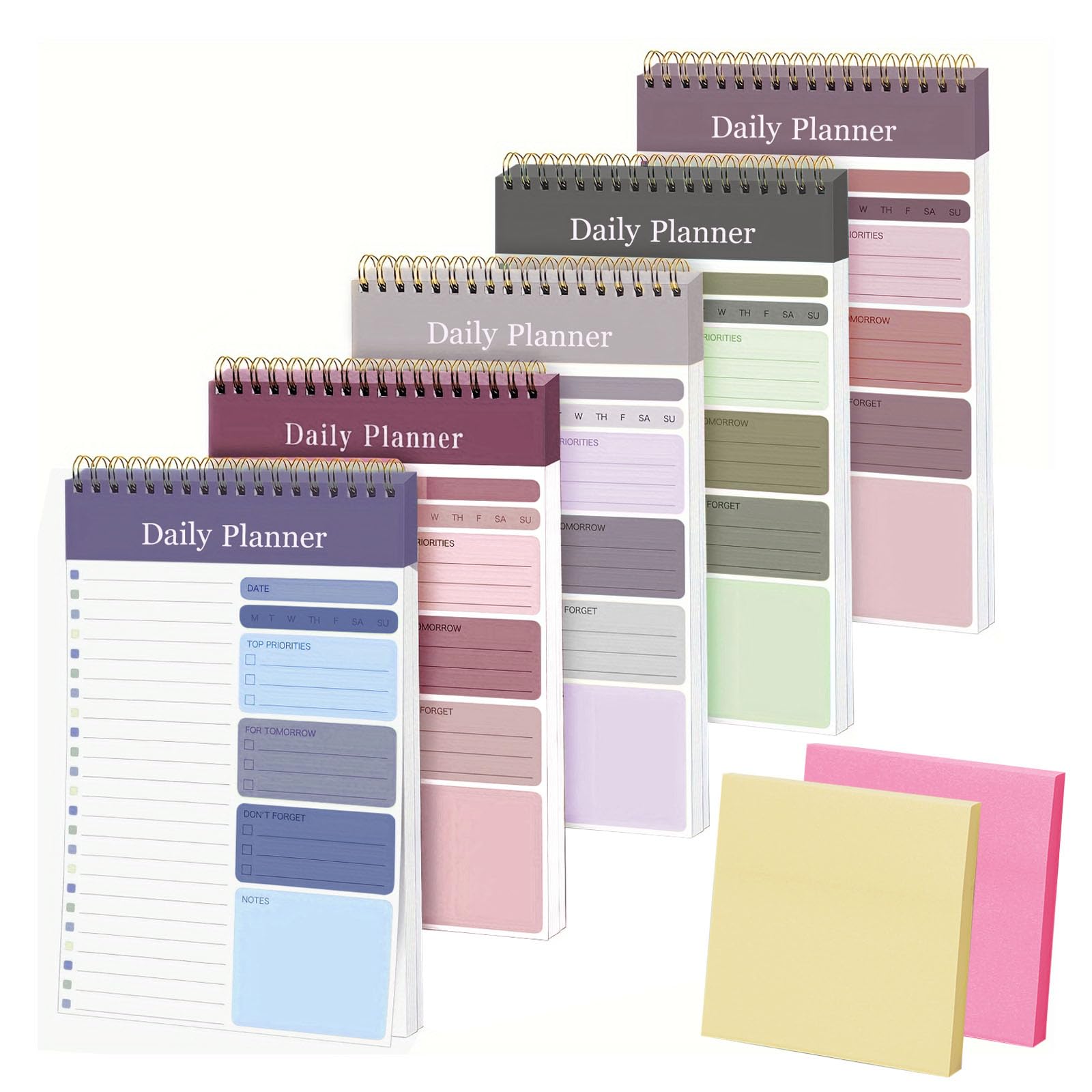 SJDOFU To Do List Pad, 5 Pack A5 Daily Planner Notepad with Sticky Note