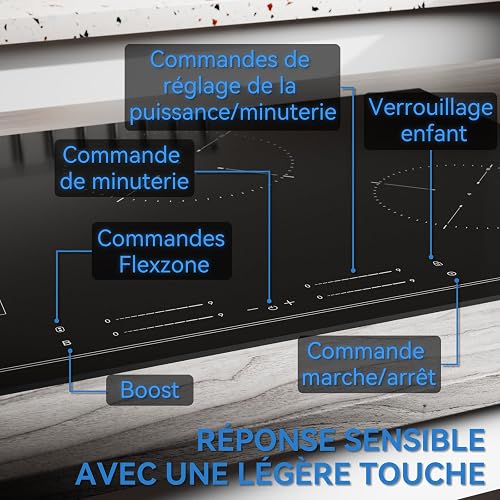 Hermitlux Plaque à Induction 4 Feux Encastrable,Booster Verrouillage Enfant - 8