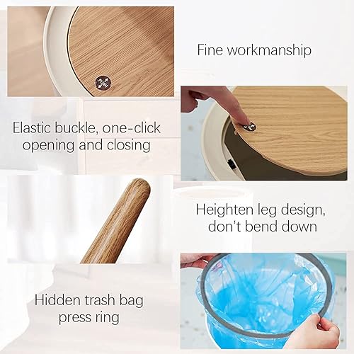 Miniatura 5 de Funda de prensa redonda con patas, sin costuras, floral, con flores, dibujo y pintura, bote de basura con tapa, a prueba de perros, papelera para