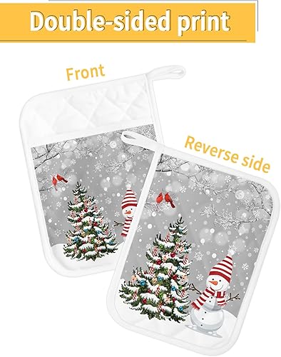 Miniatura 9 de Vintage Plants - Juego de 2 agarraderas para cocina, antideslizantes y aislantes de calor, juego de agarraderas de tela de toalla con bolsillo,