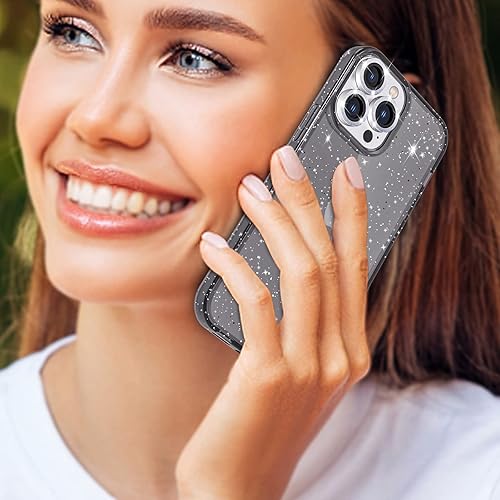 Miniatura 126 de Funda con purpurina diseñada para iPhone 15 Pro Max, con [2 unidades] protector de pantalla y [paquete de 3] protector de lente de cámara brillante