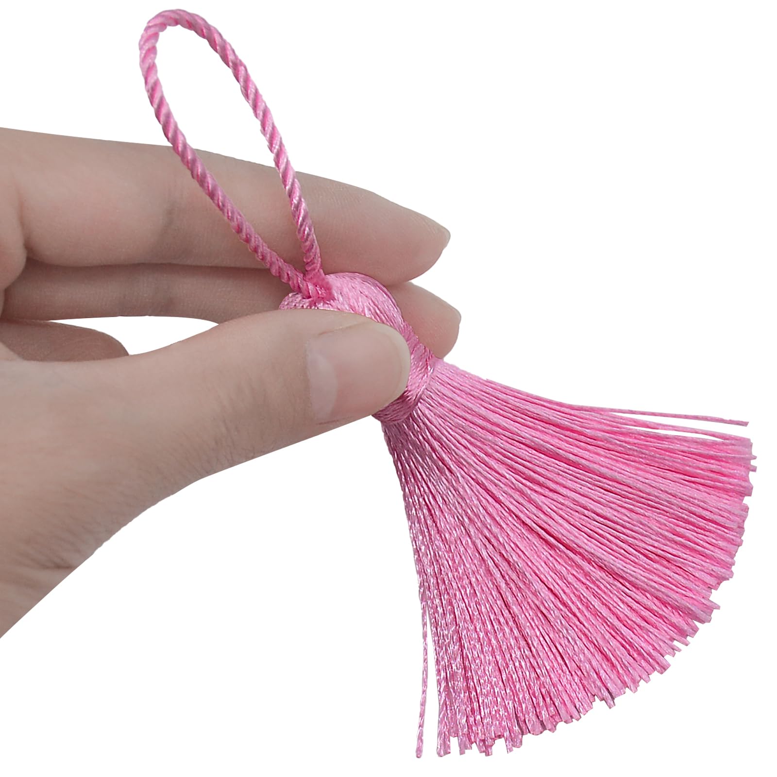 Makhry 20pcs 4.3 Inch Handmade Silky Floss Mini Tiny Craft Tassels with 2-Inch Cord Loop and Small Chinese Knot for Earrings Souvenir - Image 4