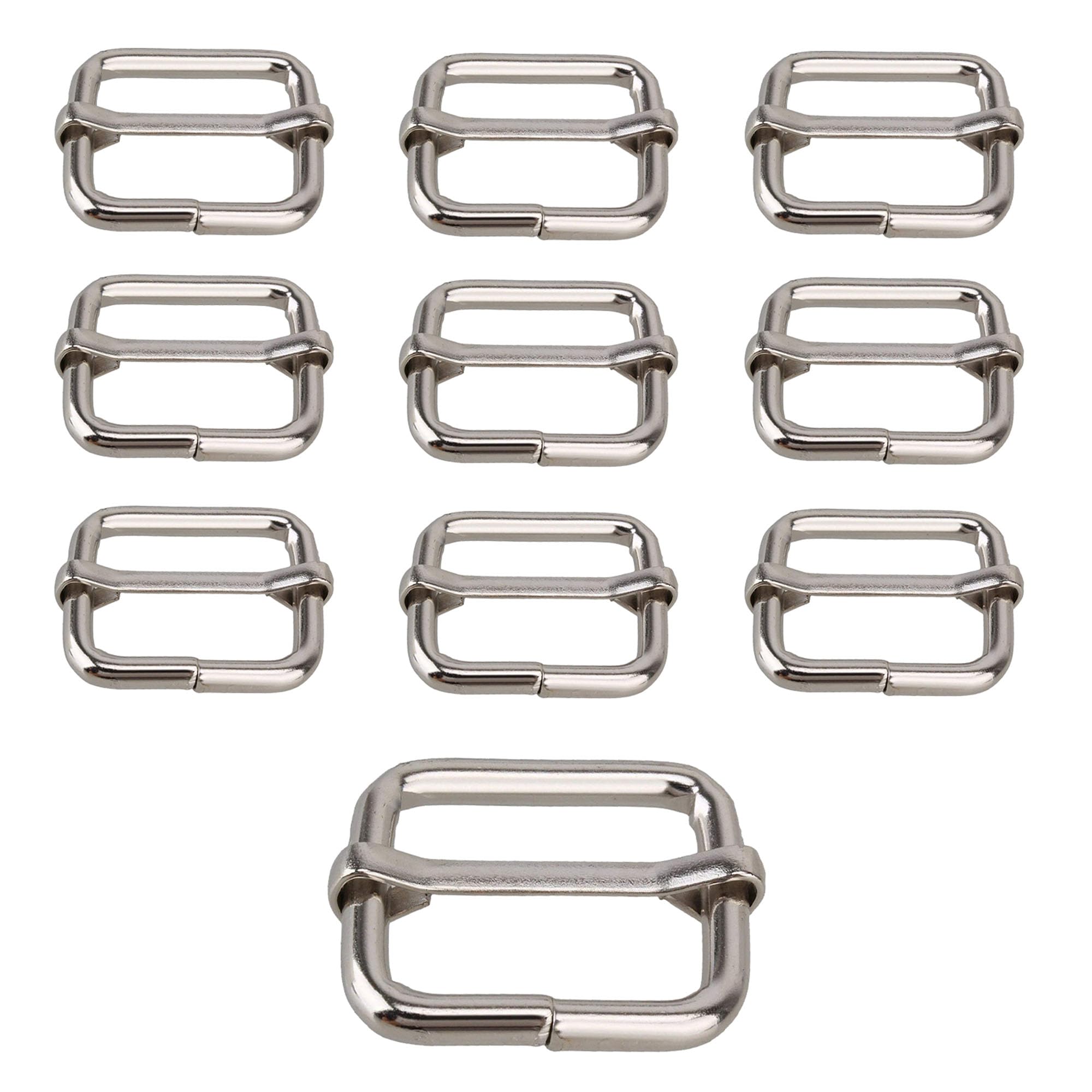 Trimming Shop 10pcs Triglide Slider Buckle Metal Adjustable Durable Lightweight Slide Buckle for Webbing Straps, Backpack, Fasteners Strap, Pet Collars and Bag Accessories, 50mm, Silver โ image 1
