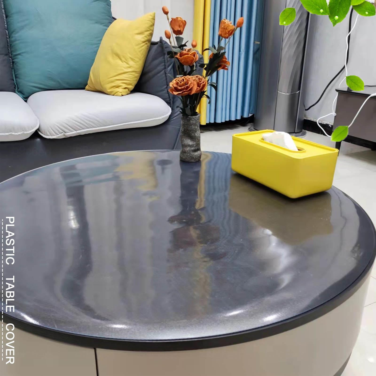 DZHTUF Mantel De Plástico Esmerilado Redondo De 1.5mm,Protector De Mesa Impermeable De PVC,60-160cm,Alfombrilla Escritorio,Cubierta De Mesa De Vinilo,Almohadillas Grande,Frosted-120cm/47in