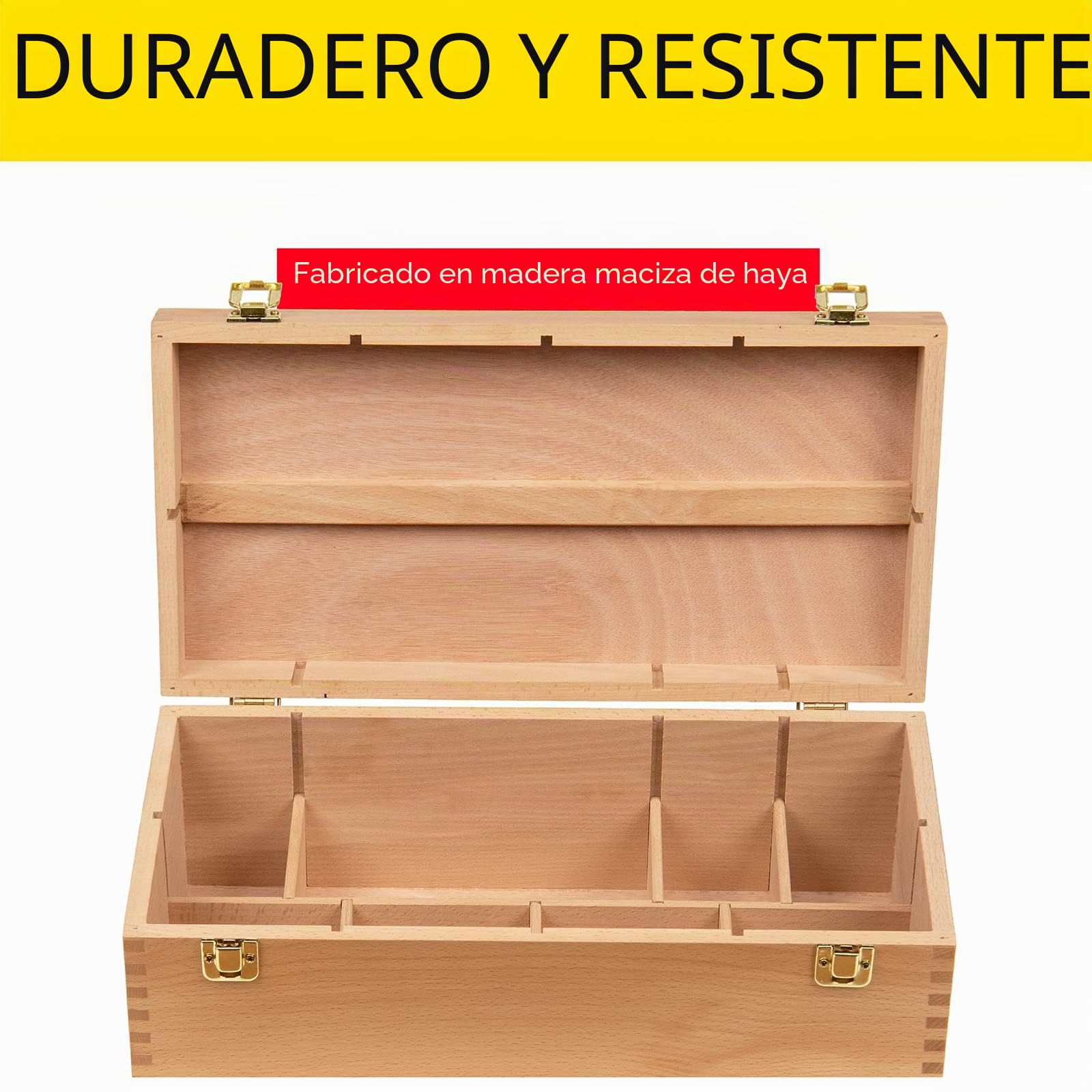 MEEDEN Caja de almacenamiento grande de suministros de arte – Caja de herramientas multifuncional de madera de haya maciza con cajón(es) para pincel de pintura,